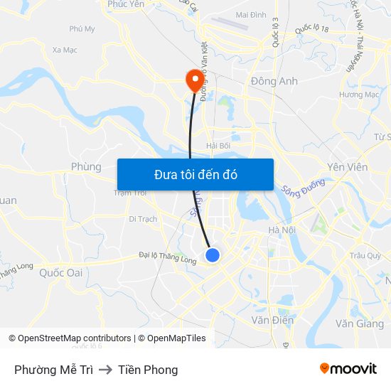 Phường Mễ Trì to Tiền Phong map