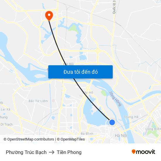 Phường Trúc Bạch to Tiền Phong map