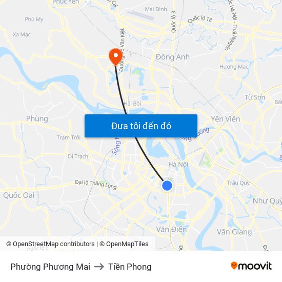 Phường Phương Mai to Tiền Phong map