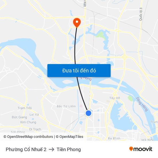 Phường Cổ Nhuế 2 to Tiền Phong map
