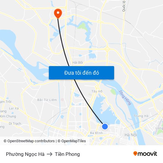 Phường Ngọc Hà to Tiền Phong map