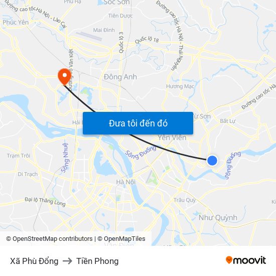 Xã Phù Đổng to Tiền Phong map