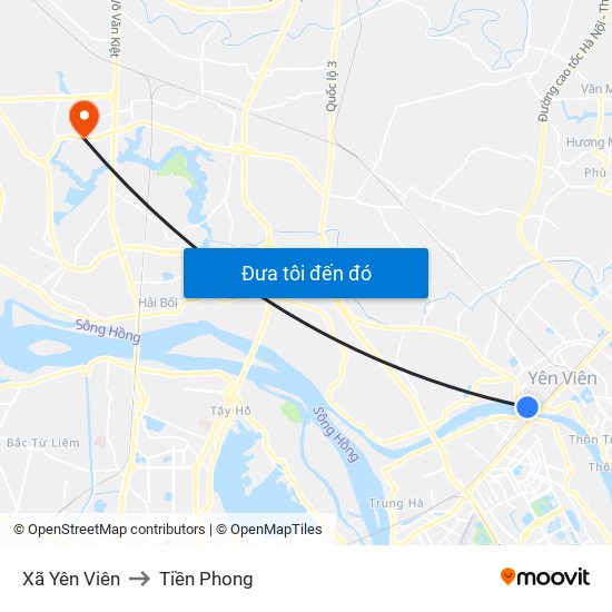 Xã Yên Viên to Tiền Phong map