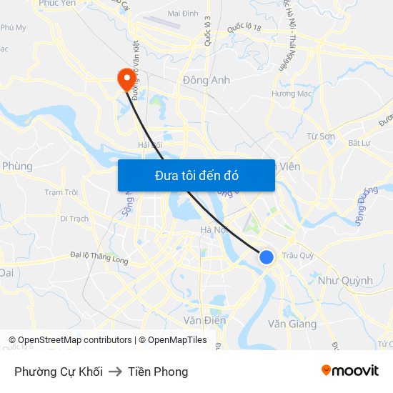 Phường Cự Khối to Tiền Phong map