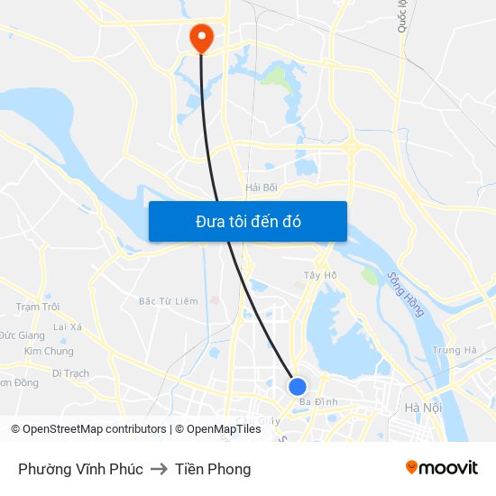 Phường Vĩnh Phúc to Tiền Phong map