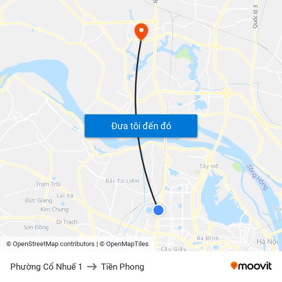 Phường Cổ Nhuế 1 to Tiền Phong map