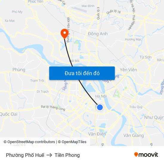 Phường Phố Huế to Tiền Phong map