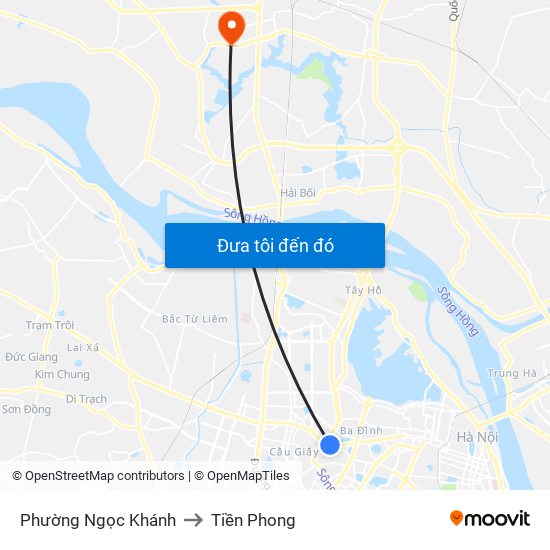 Phường Ngọc Khánh to Tiền Phong map