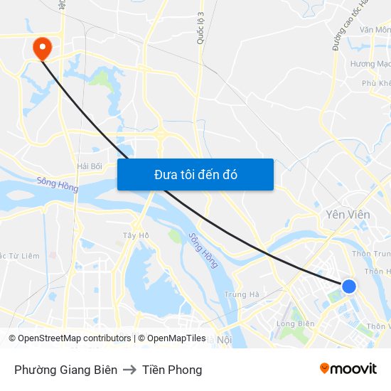 Phường Giang Biên to Tiền Phong map