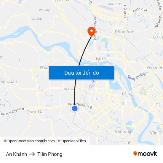 An Khánh to Tiền Phong map