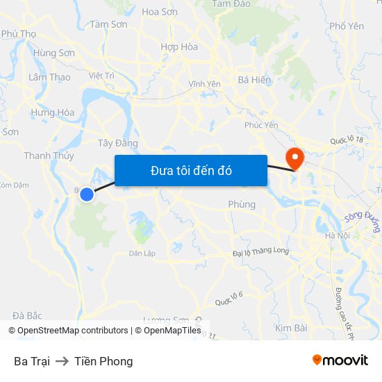 Ba Trại to Tiền Phong map