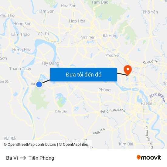 Ba Vì to Tiền Phong map