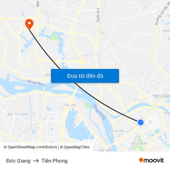 Đức Giang to Tiền Phong map