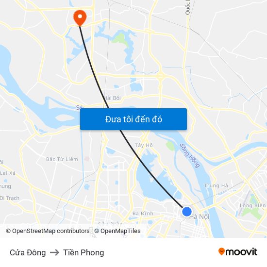 Cửa Đông to Tiền Phong map