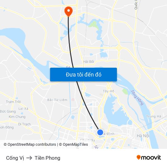 Cống Vị to Tiền Phong map