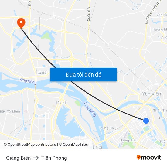 Giang Biên to Tiền Phong map