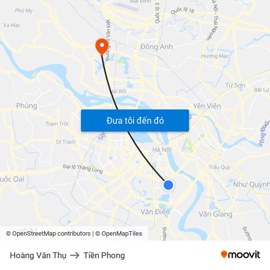 Hoàng Văn Thụ to Tiền Phong map