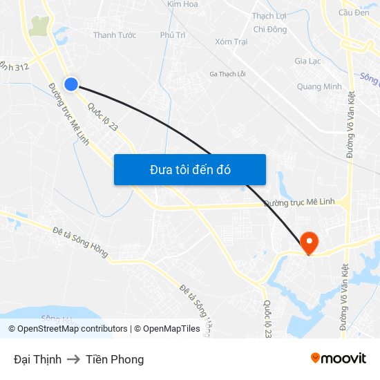 Đại Thịnh to Tiền Phong map