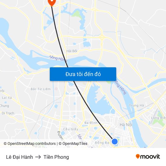 Lê Đại Hành to Tiền Phong map