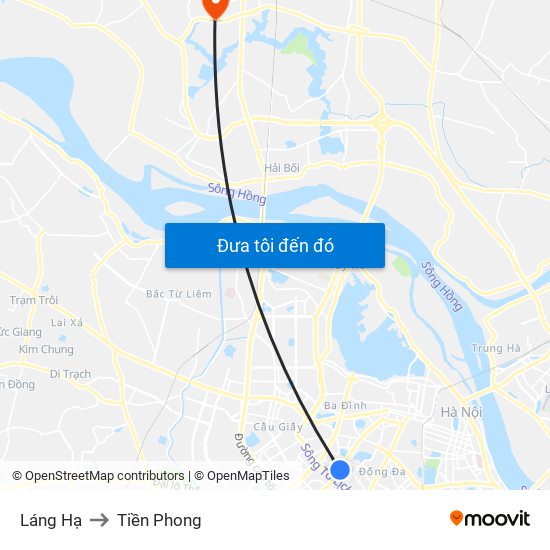 Láng Hạ to Tiền Phong map