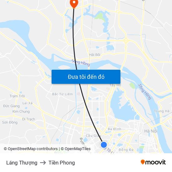 Láng Thượng to Tiền Phong map