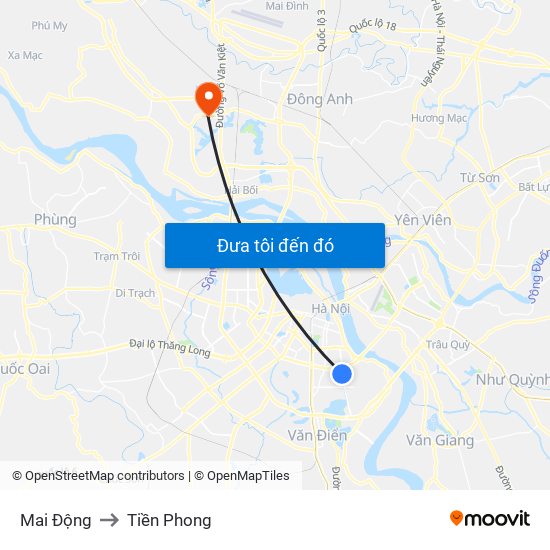 Mai Động to Tiền Phong map