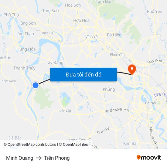 Minh Quang to Tiền Phong map