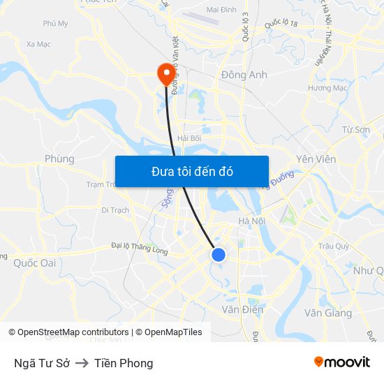 Ngã Tư Sở to Tiền Phong map