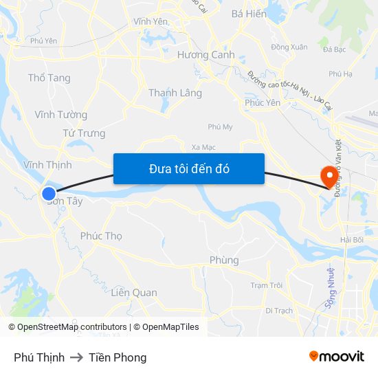 Phú Thịnh to Tiền Phong map