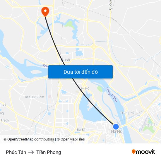 Phúc Tân to Tiền Phong map