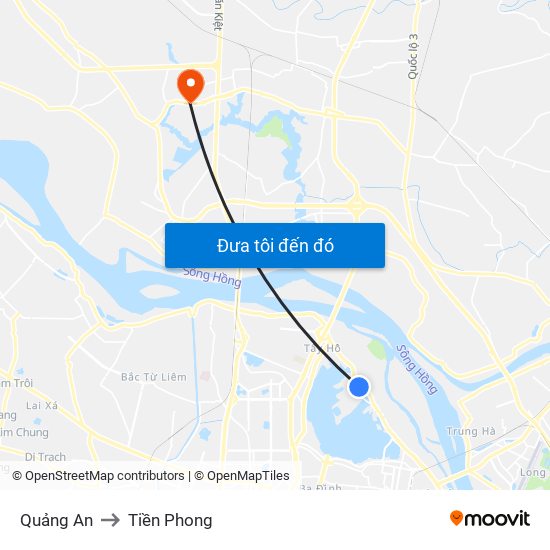 Quảng An to Tiền Phong map