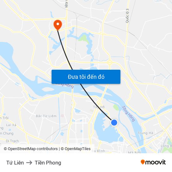 Tứ Liên to Tiền Phong map