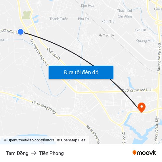 Tam Đồng to Tiền Phong map