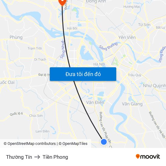 Thường Tín to Tiền Phong map