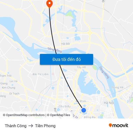 Thành Công to Tiền Phong map