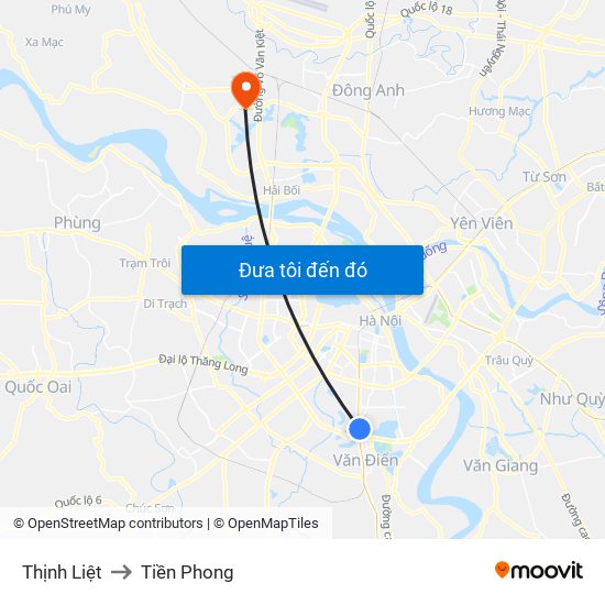 Thịnh Liệt to Tiền Phong map
