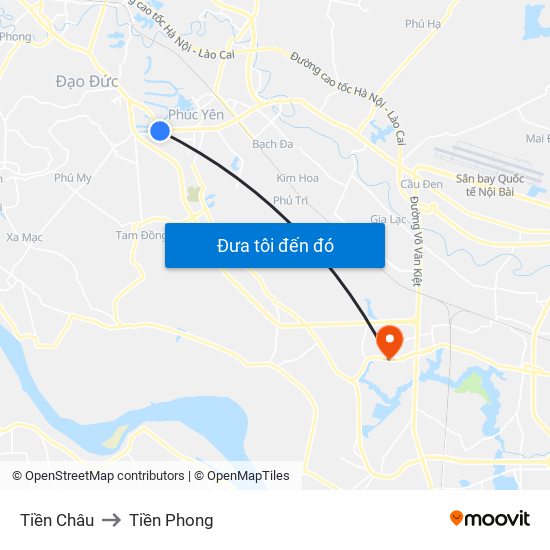 Tiền Châu to Tiền Phong map