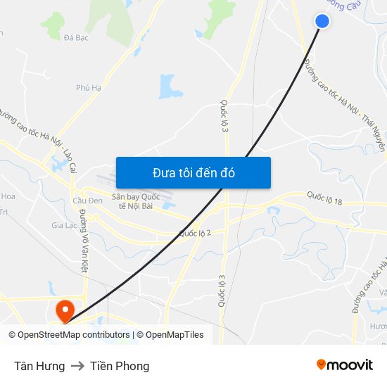 Tân Hưng to Tiền Phong map