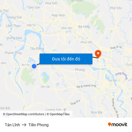 Tản Lĩnh to Tiền Phong map
