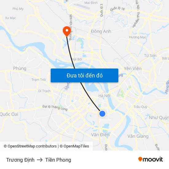Trương Định to Tiền Phong map