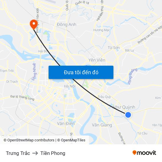 Trưng Trắc to Tiền Phong map