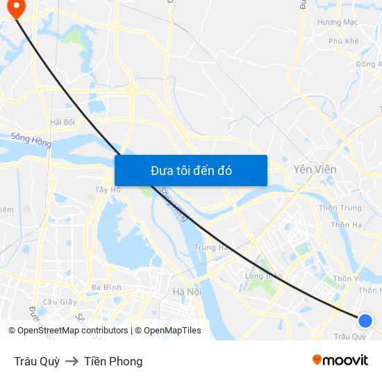 Trâu Quỳ to Tiền Phong map