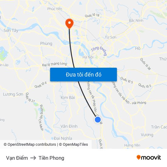 Vạn Điểm to Tiền Phong map