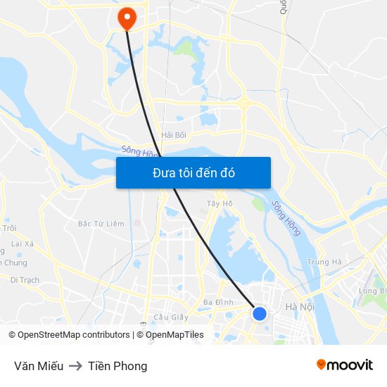Văn Miếu to Tiền Phong map