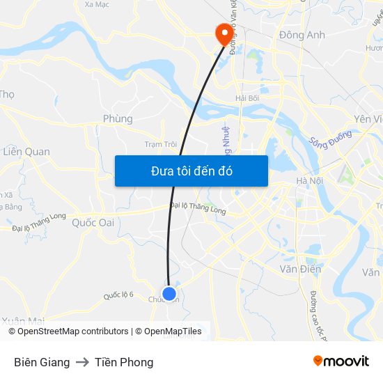 Biên Giang to Tiền Phong map