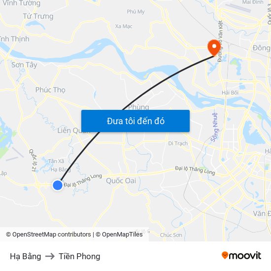 Hạ Bằng to Tiền Phong map