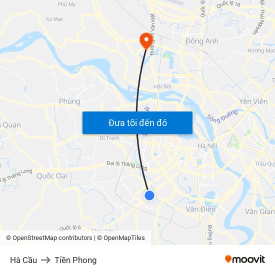 Hà Cầu to Tiền Phong map