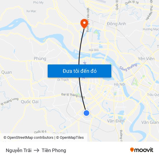 Nguyễn Trãi to Tiền Phong map