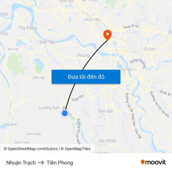 Nhuận Trạch to Tiền Phong map