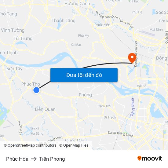 Phúc Hòa to Tiền Phong map